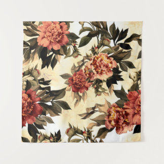 Seamless floral pattern with red and orange roses  tapestry