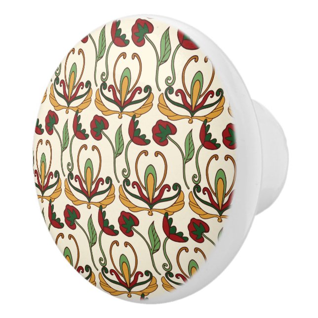 Seamless floral pattern with red and yellow  ceramic knob (Right)
