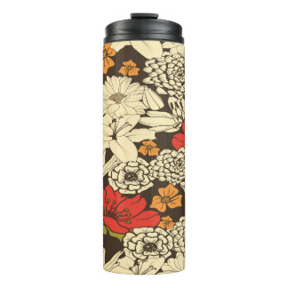 Seamless Floral Pattern With Red Flowers Thermal Tumbler