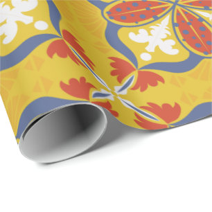 Seamless floral pattern with red, white, and blue  wrapping paper