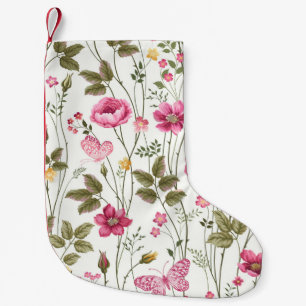 seamless floral pattern with roses and butterfly small christmas stocking