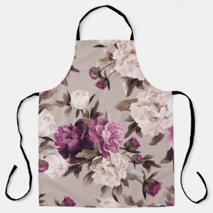 Seamless floral pattern with roses on light backgr apron