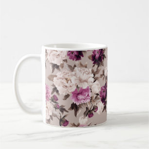 Seamless floral pattern with roses on light backgr coffee mug