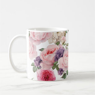 Seamless floral pattern with roses, watercolor. p coffee mug