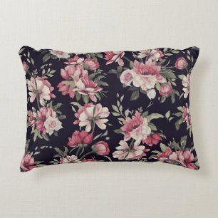 Seamless floral pattern with roses, watercolor. Vi Decorative Cushion