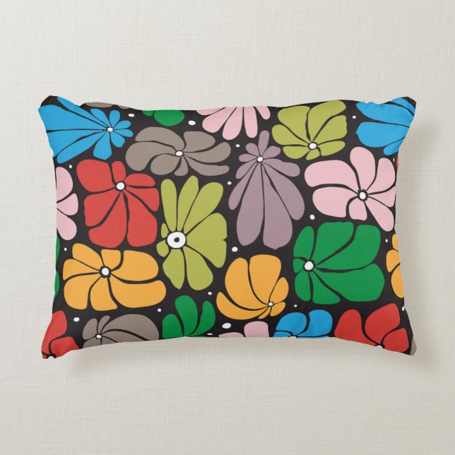 Seamless floral pattern with stylised large blosso decorative cushion (Front)
