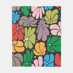 Seamless floral pattern with stylised large blosso fleece blanket
