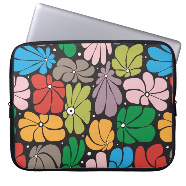 Seamless floral pattern with stylised large blosso laptop sleeve (Front)