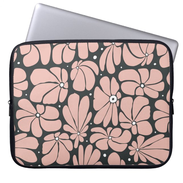 Seamless floral pattern with stylised large blosso laptop sleeve (Front)