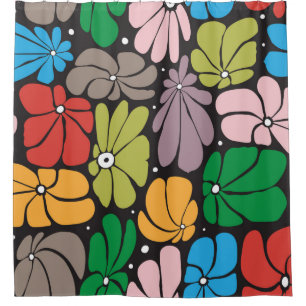 Seamless floral pattern with stylised large blosso shower curtain