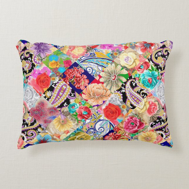 Seamless floral pattern with stylized chinese chry decorative cushion (Front)