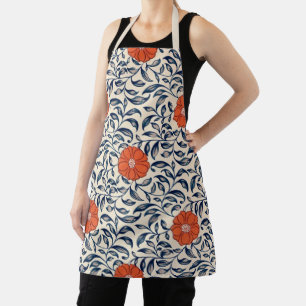 Seamless floral pattern with vibrant orange flower apron