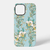Seamless floral pattern with white cotton flowersl