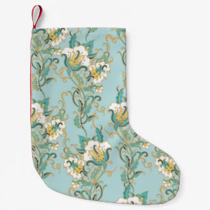 Seamless floral pattern with white cotton flowersl small christmas stocking