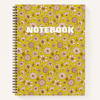 Seamless Floral pattern yellow Notebook