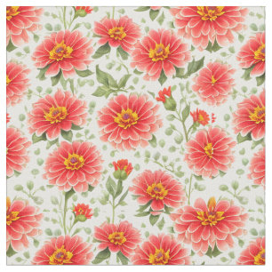 Seamless Floral Pattern Zinnia Flowers Fabric
