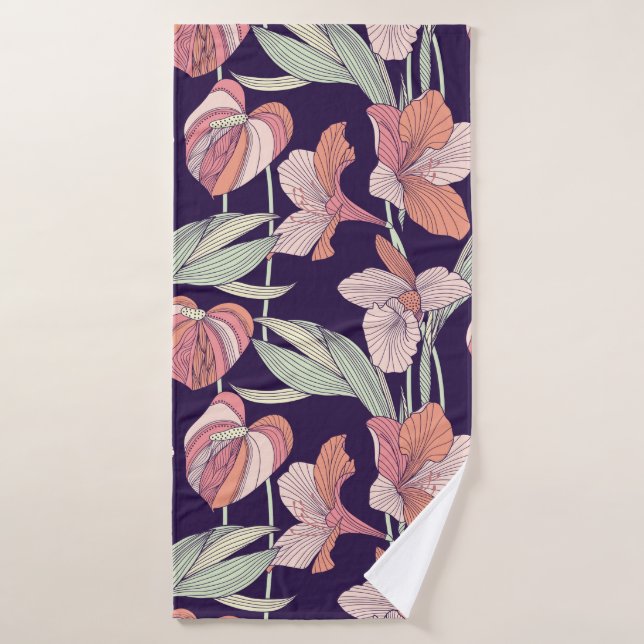 Seamless floral patternpattern,flower,orchid,moder bath towel (Bath Towel)