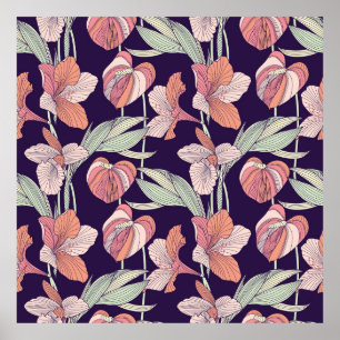 Seamless floral patternpattern,flower,orchid,moder poster