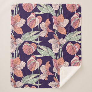 Seamless floral patternpattern,flower,orchid,moder sherpa blanket