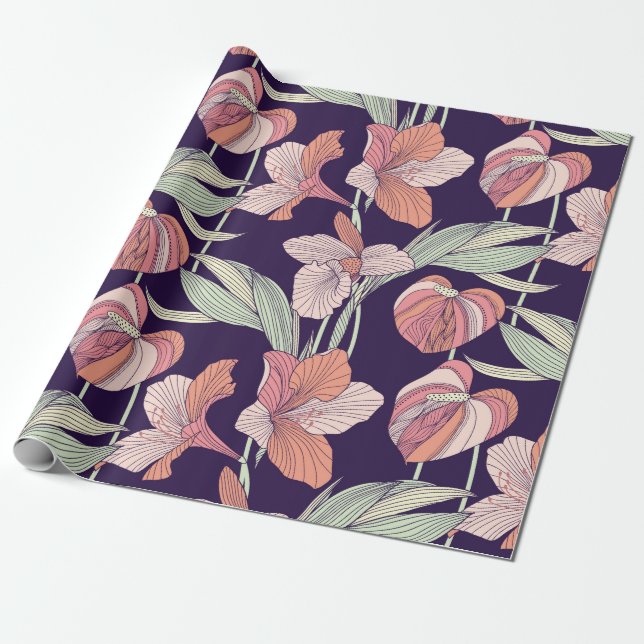 Seamless floral patternpattern,flower,orchid,moder wrapping paper (Unrolled)