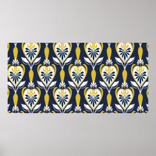 Seamless floral patterns in scandinavian style. pa poster