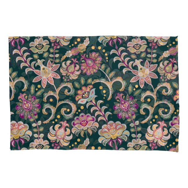 Seamless Floral Pink Dark Background Pillowcase (Front)