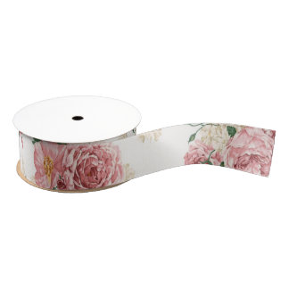 Seamless Floral Print Grosgrain Ribbon