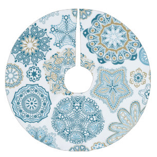 Seamless Floral Square: Copy Tiling Brushed Polyester Tree Skirt
