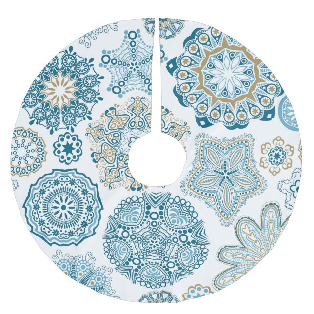 Seamless Floral Square: Copy Tiling Brushed Polyester Tree Skirt (Front)