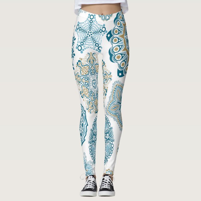 Seamless Floral Square: Copy Tiling Leggings (Front)