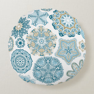 Seamless Floral Square: Copy Tiling Round Cushion
