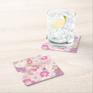 Seamless Floral  Square Paper Coaster