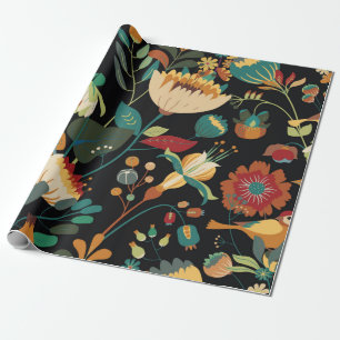 Seamless floral textile pattern. Floral fantasy wi Wrapping Paper