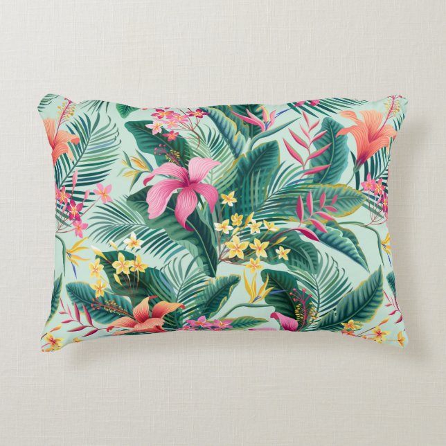 seamless floral tropical pattern with hibiscus and decorative cushion (Front)
