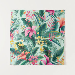seamless floral tropical pattern with hibiscus and tapestry