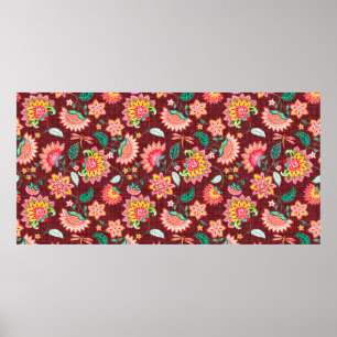 Seamless floral vintage classic pattern with Victo Poster