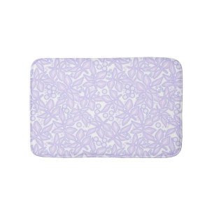 Seamless floral violet flowers lace leaves white p bath mat