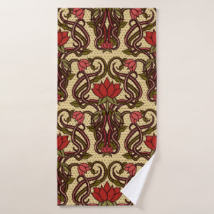 Seamless floral wallpaper in art nouveau style, Vi Bath Towel