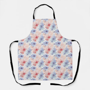 Seamless Floral With Pink, Blue, and White Flowers Apron