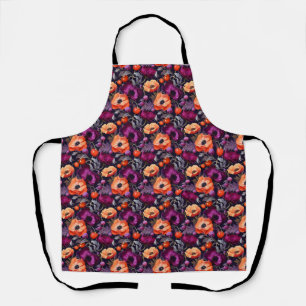 Seamless Floral With Red, Orange, Purple Flowers Apron