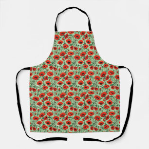 Seamless Floral With Red Poppies and White Daisies Apron