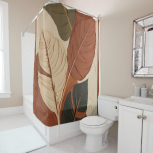 Seamless Flow Earthy Leaf Abstract Shower Curtain