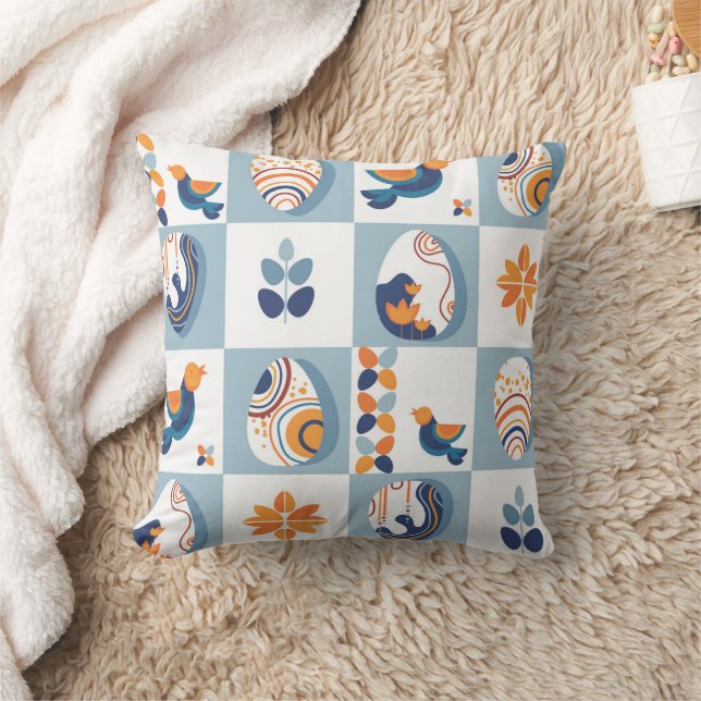 Seamless Flower abstract plants and Birds Cushion (Blanket)
