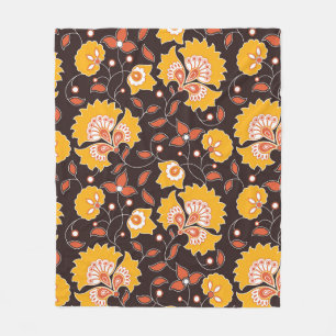 seamless flower coloured indian style pattern on b fleece blanket