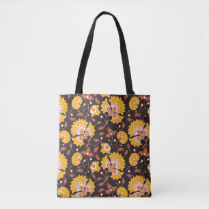 seamless flower coloured indian style pattern on b tote bag