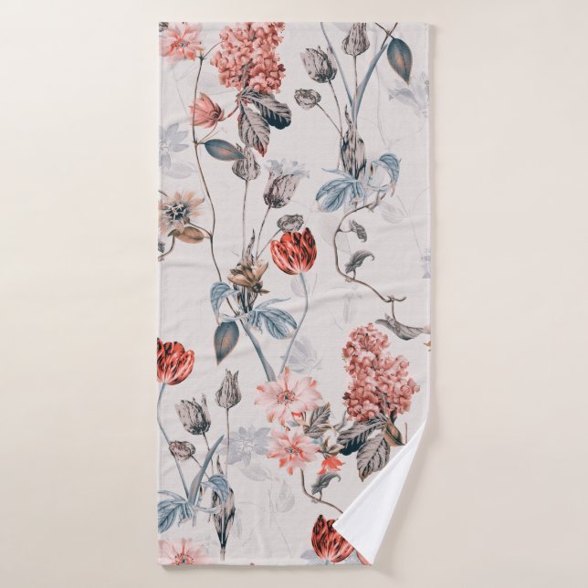 seamless flower design with light backgroundflower bath towel (Bath Towel)