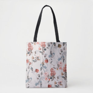 seamless flower design with light backgroundflower tote bag