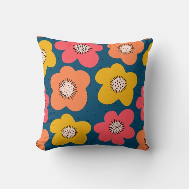 Seamless flower pattern. Bold florals Scandinavian Cushion (Front)