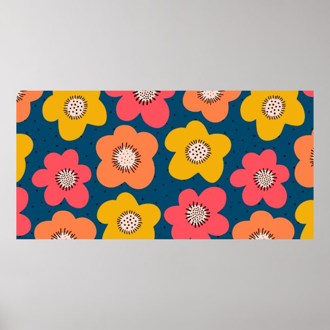 Seamless flower pattern. Bold florals Scandinavian Poster (Front)
