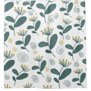 Seamless flowers background in Scandinavian style. Shower Curtain